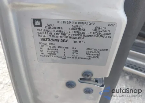 2008 GMC Envoy Denali z USA, uszkodzony, nr VIN 1GKET63M482100038